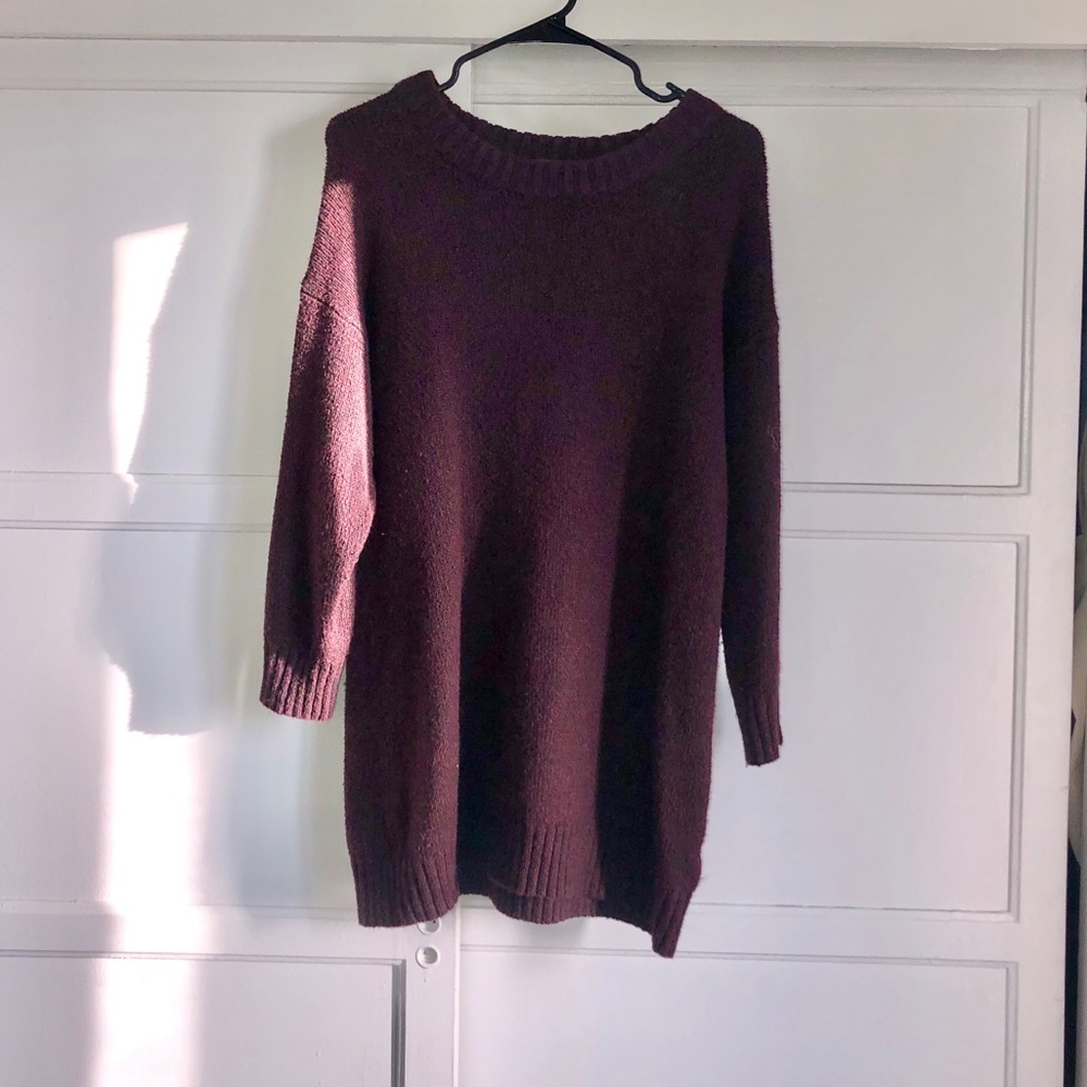 Oversized Knit Sweater Maroon